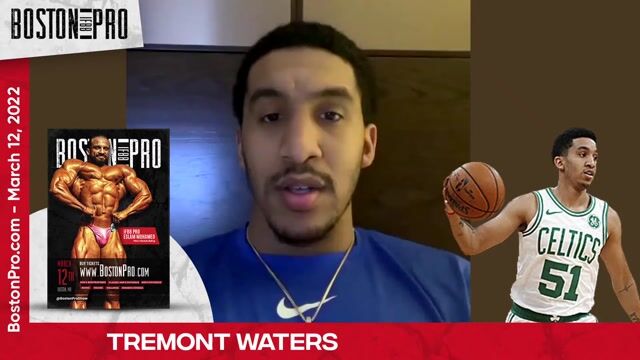 Boston Celtics Tremont Waters wishing IFBB Pro Eslam "Big Egypt" good luck.