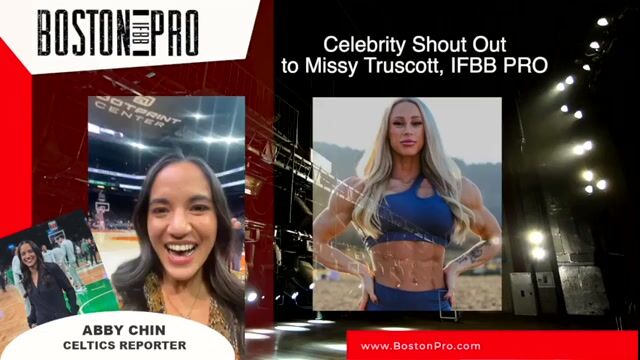 Abby Chin, Boston Celtics Reporter wishes  IFBB Pro, Missy Truscott Good Luck at the Boston Pro