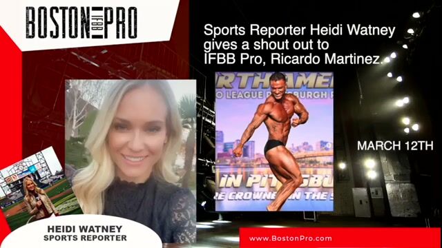 Heidi Watney, sports reporter, gives a shout out to IFBB Pro, Ricardo Martinez